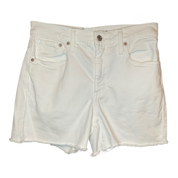 J. Crew Pants - J. Crew White Denim Frayed High Rise Shorts Size 28